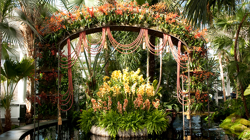 Outdoor photo of a flower display